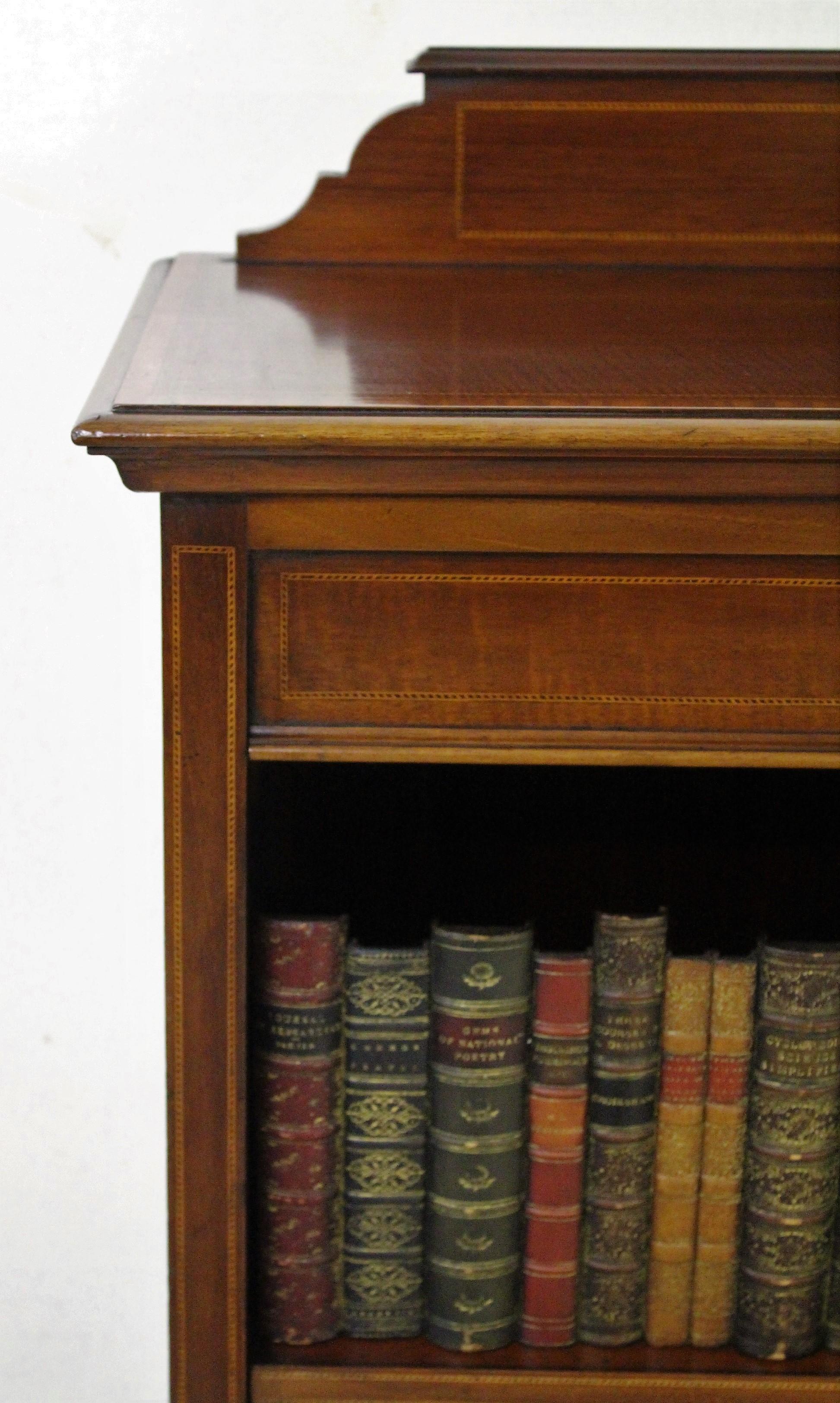 Sheraton English Edwardian Period Inlaid Mahogany Open Bookcase