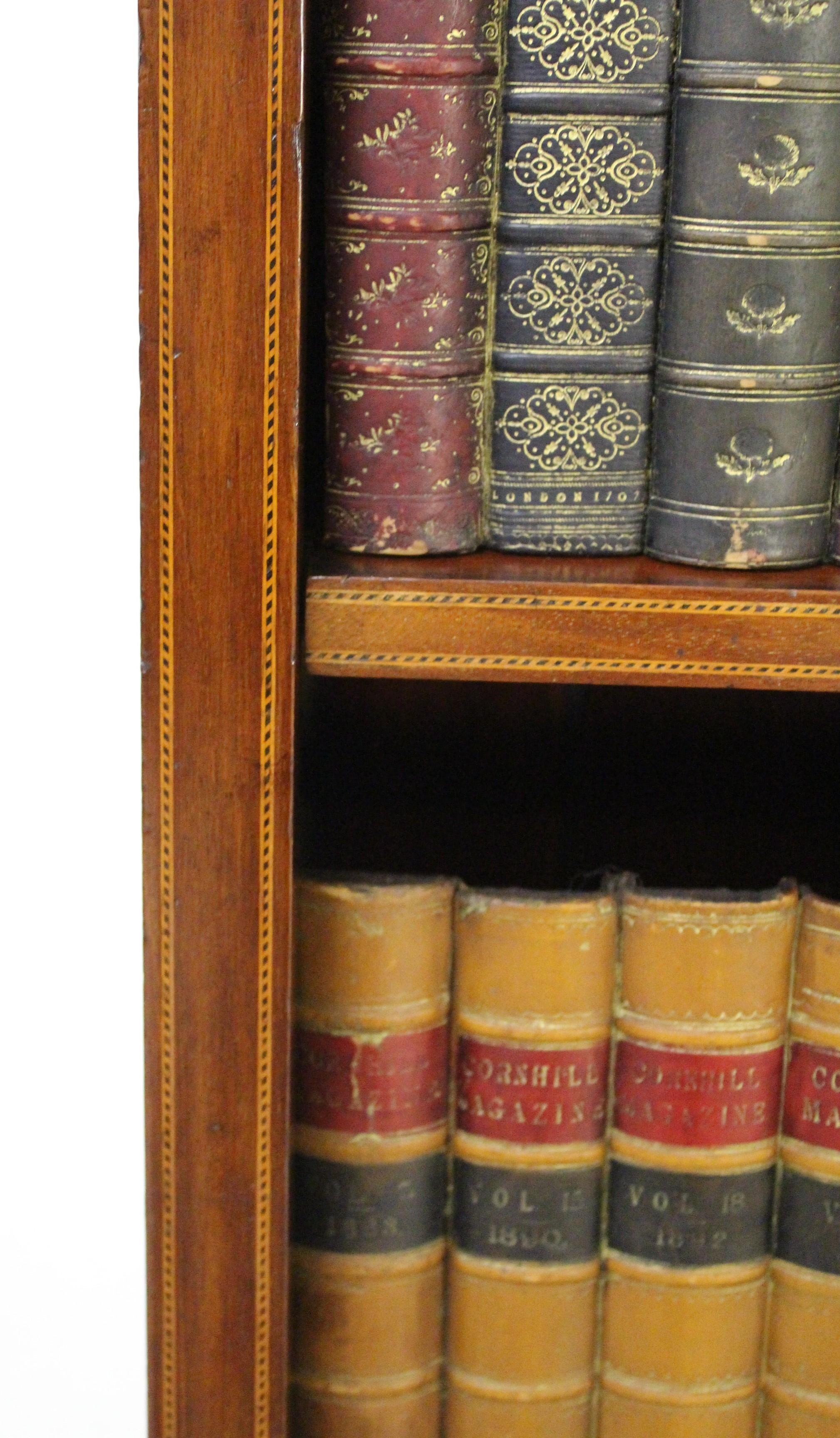 English Edwardian Period Inlaid Mahogany Open Bookcase 2