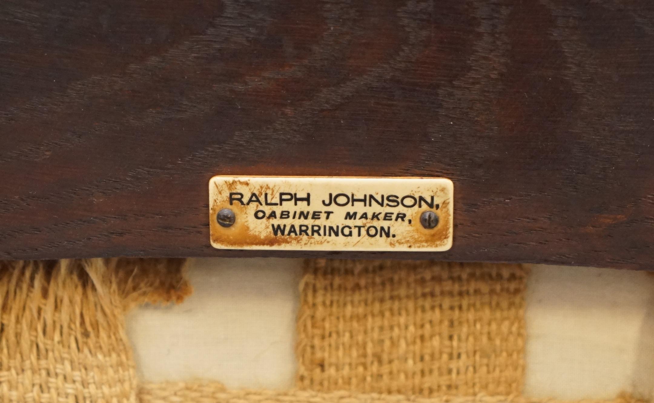 English Edwardian Ralph Johnson Oak Spindle Back Captains Office Desk Armchair For Sale 7