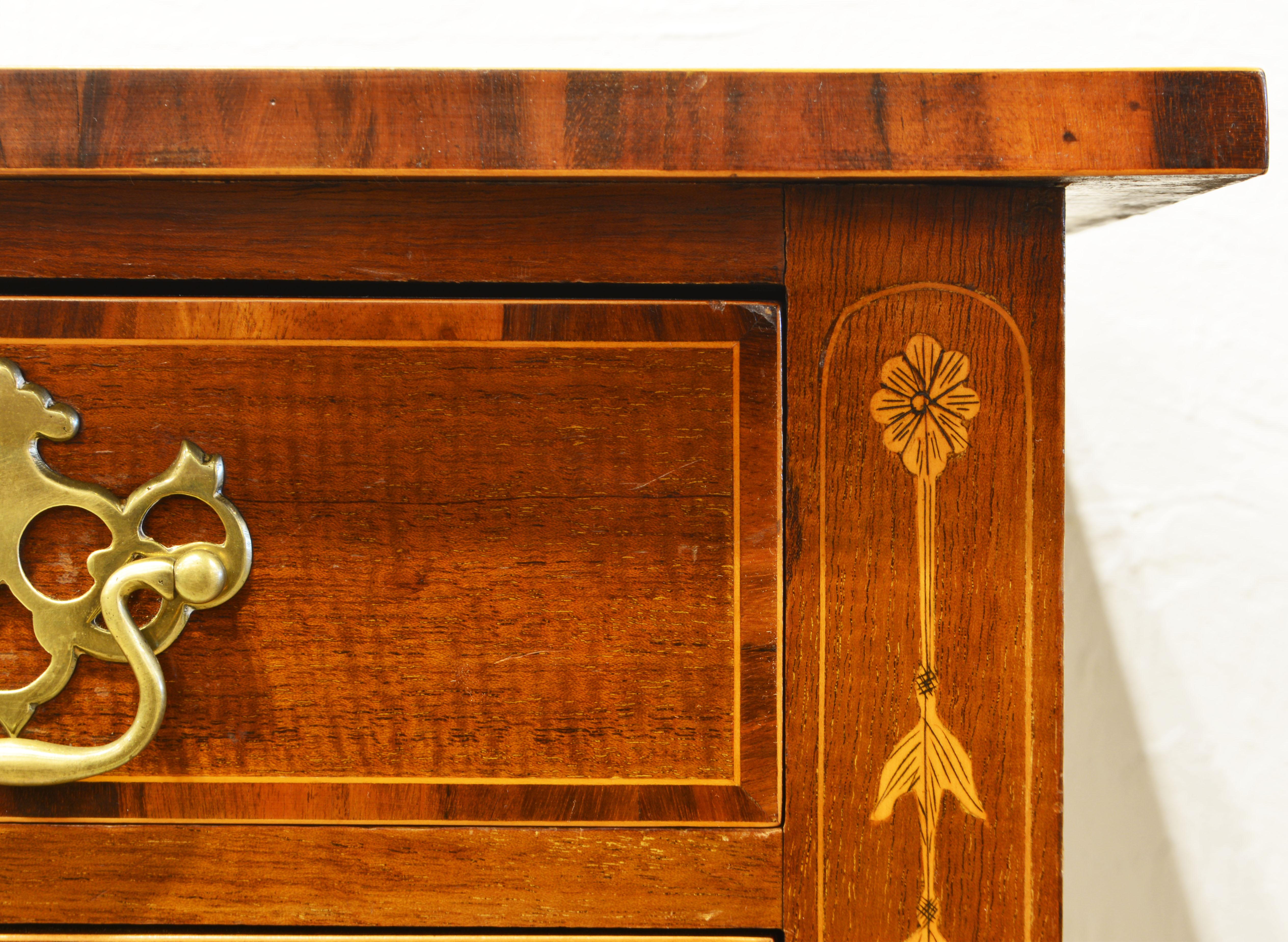 English Edwardian Richly Inlaid Five Drawer Ladies Writing Desk, circa 1880 6