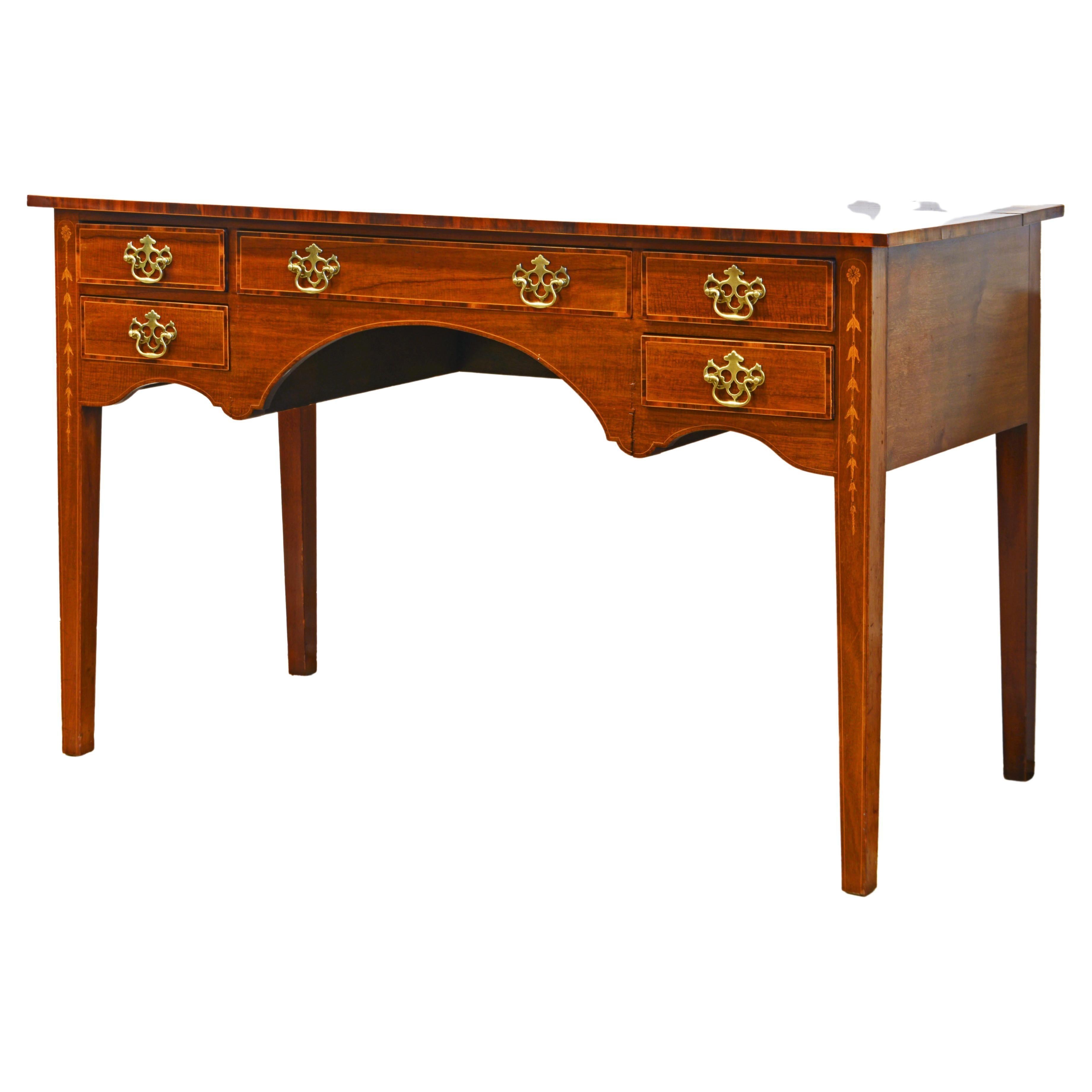 English Edwardian Richly Inlaid Five Drawer Ladies Writing Desk, circa 1880 8
