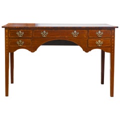 English Edwardian Richly Inlaid Five Drawer Ladies Writing Desk, circa 1880