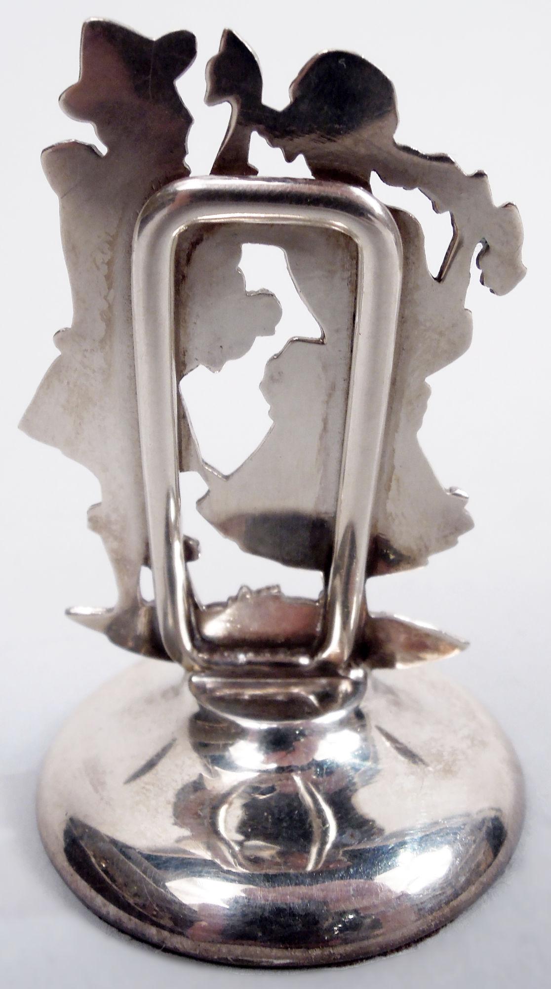 Englische edwardianische Rokoko Commedia dell'Arte Tischkartenhalter. 1907 (Britisch) im Angebot