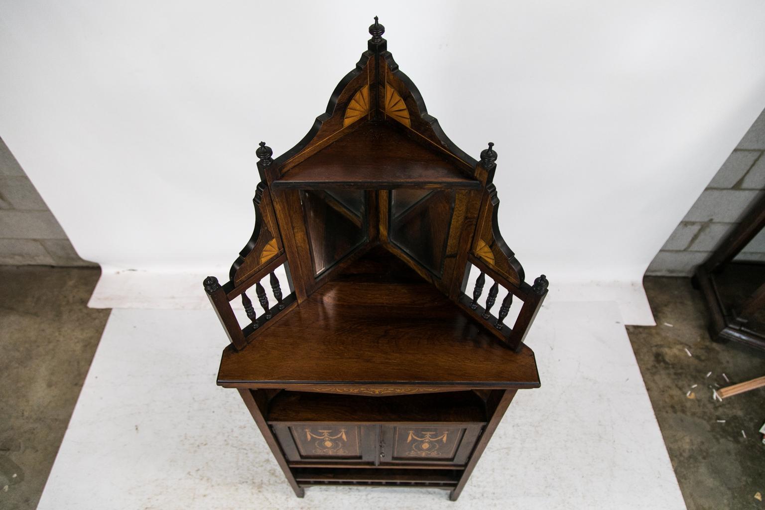 English Edwardian Rosewood Inlaid Corner Cabinet For Sale 4