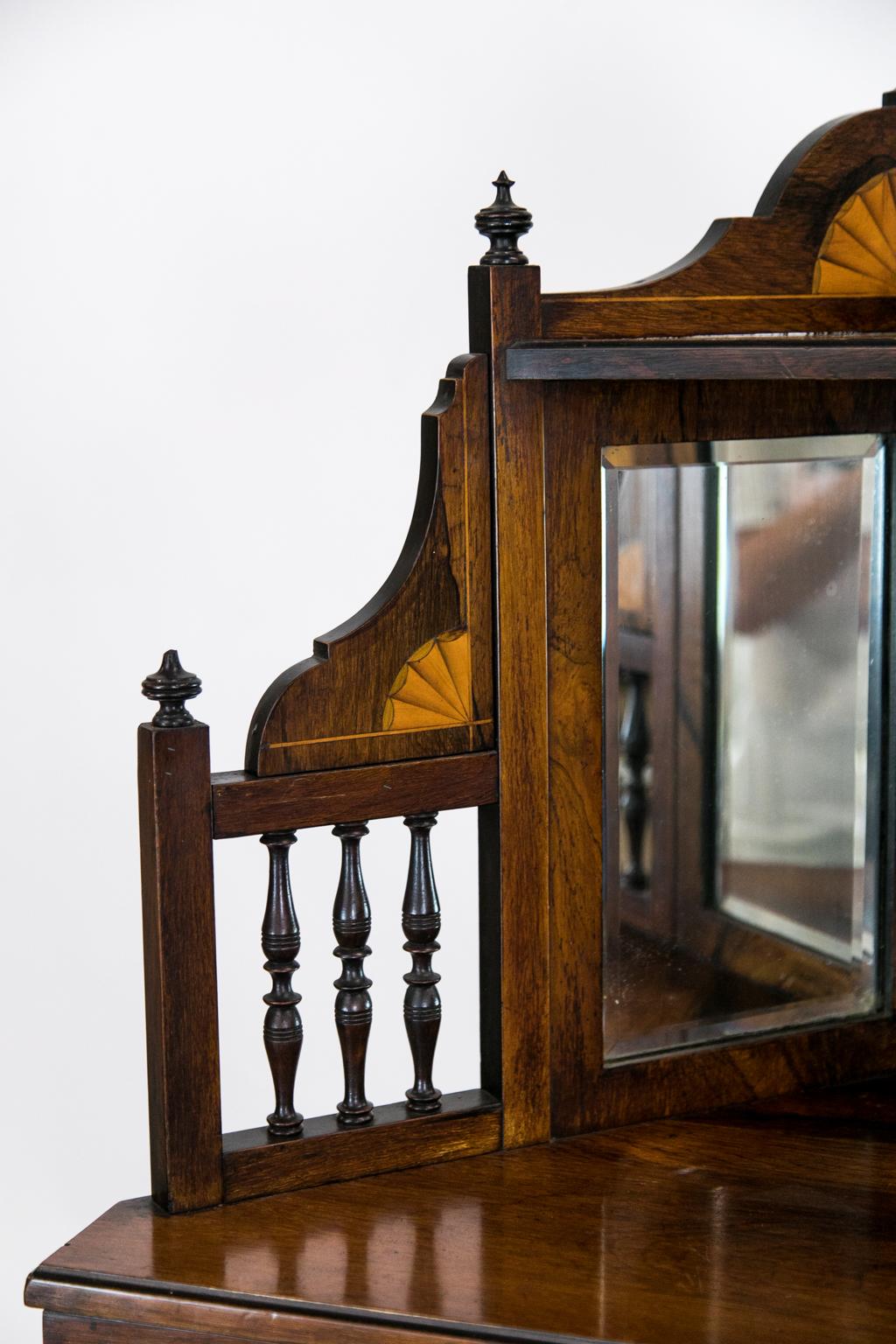 English Edwardian Rosewood Inlaid Corner Cabinet For Sale 1