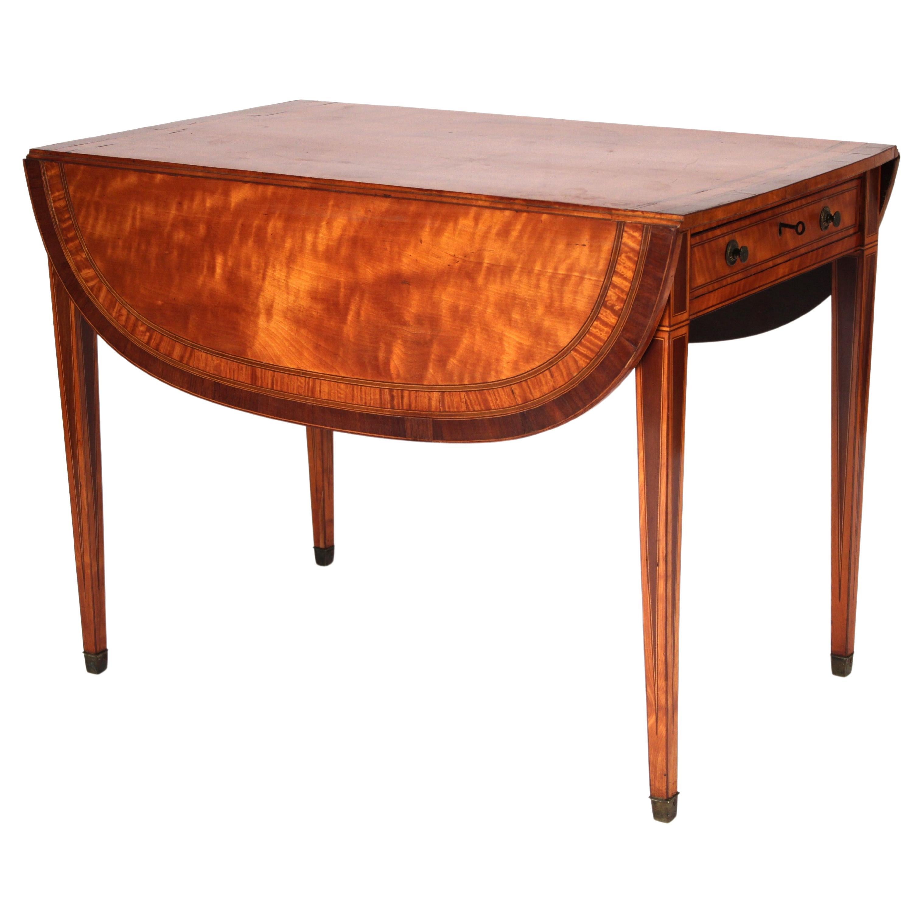 English Edwardian Satinwood Pembroke Table For Sale