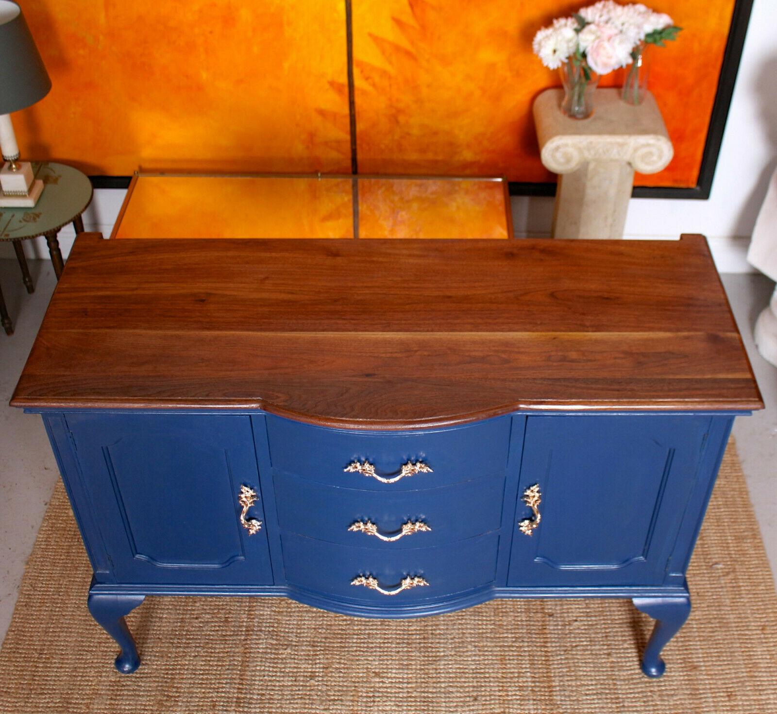 English Edwardian Sideboard Blue Painted Credenza In Good Condition For Sale In Newcastle upon Tyne, GB