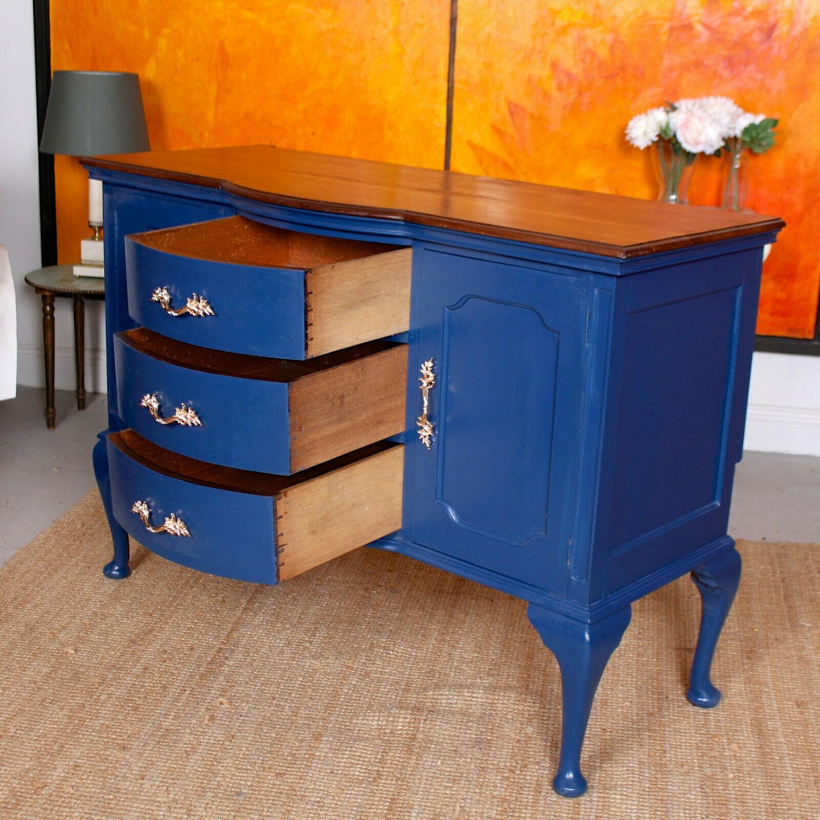 English Edwardian Sideboard Blue Painted Credenza For Sale 1