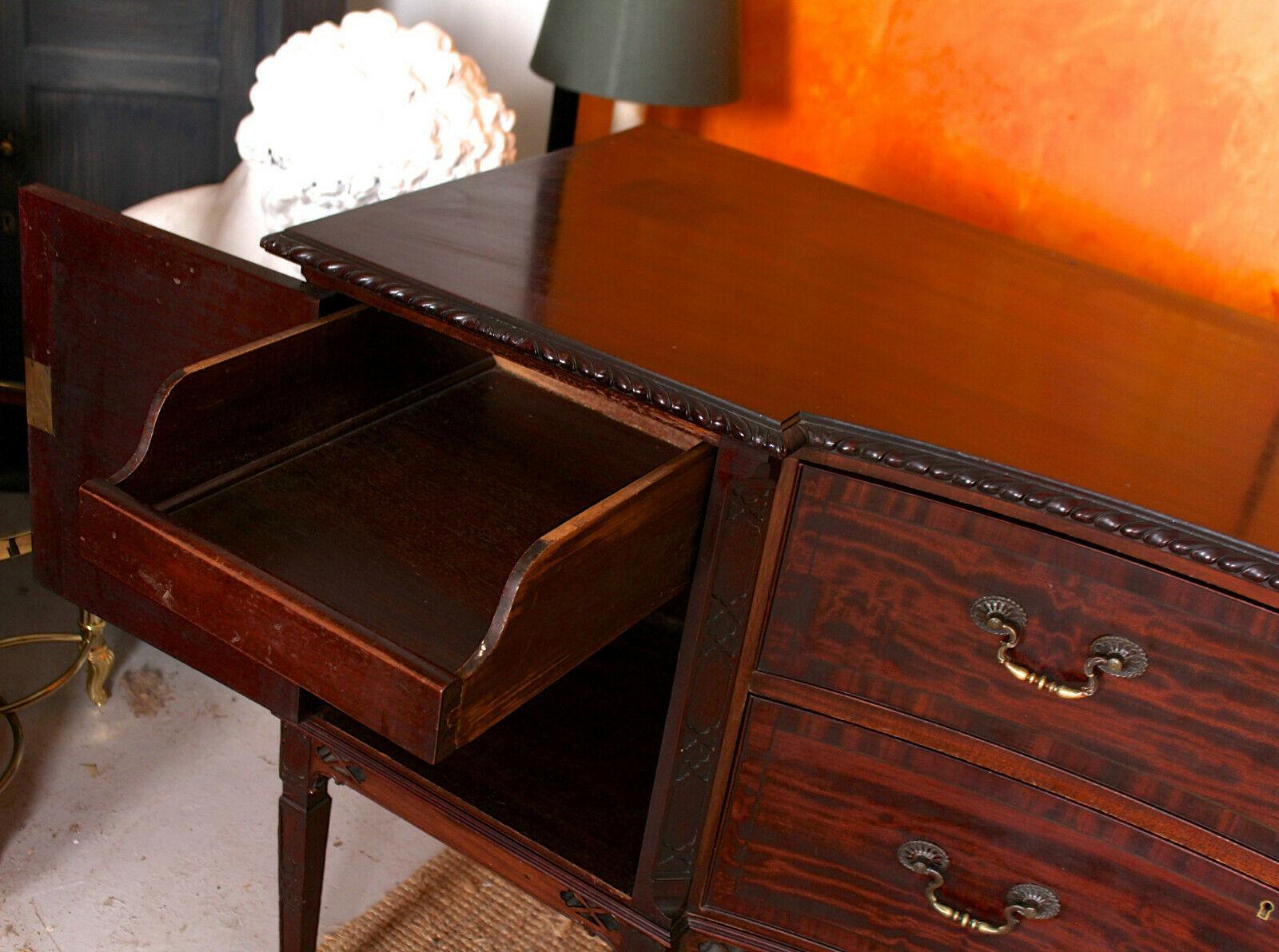 English Edwardian Sideboard Concave Cuban Mahogany Credenza For Sale 2