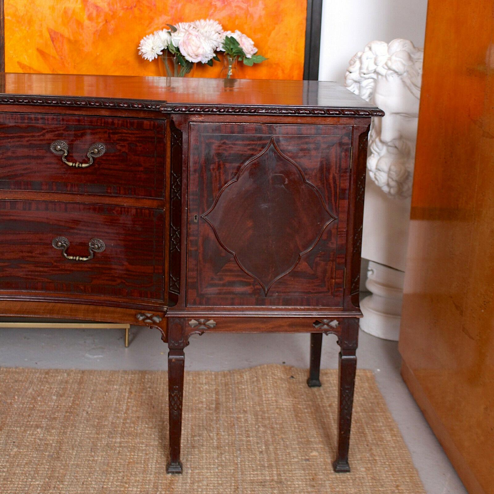 English Edwardian Sideboard Concave Cuban Mahogany Credenza For Sale 4