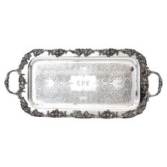 Antique English Edwardian Silver Plate Serving Tray
