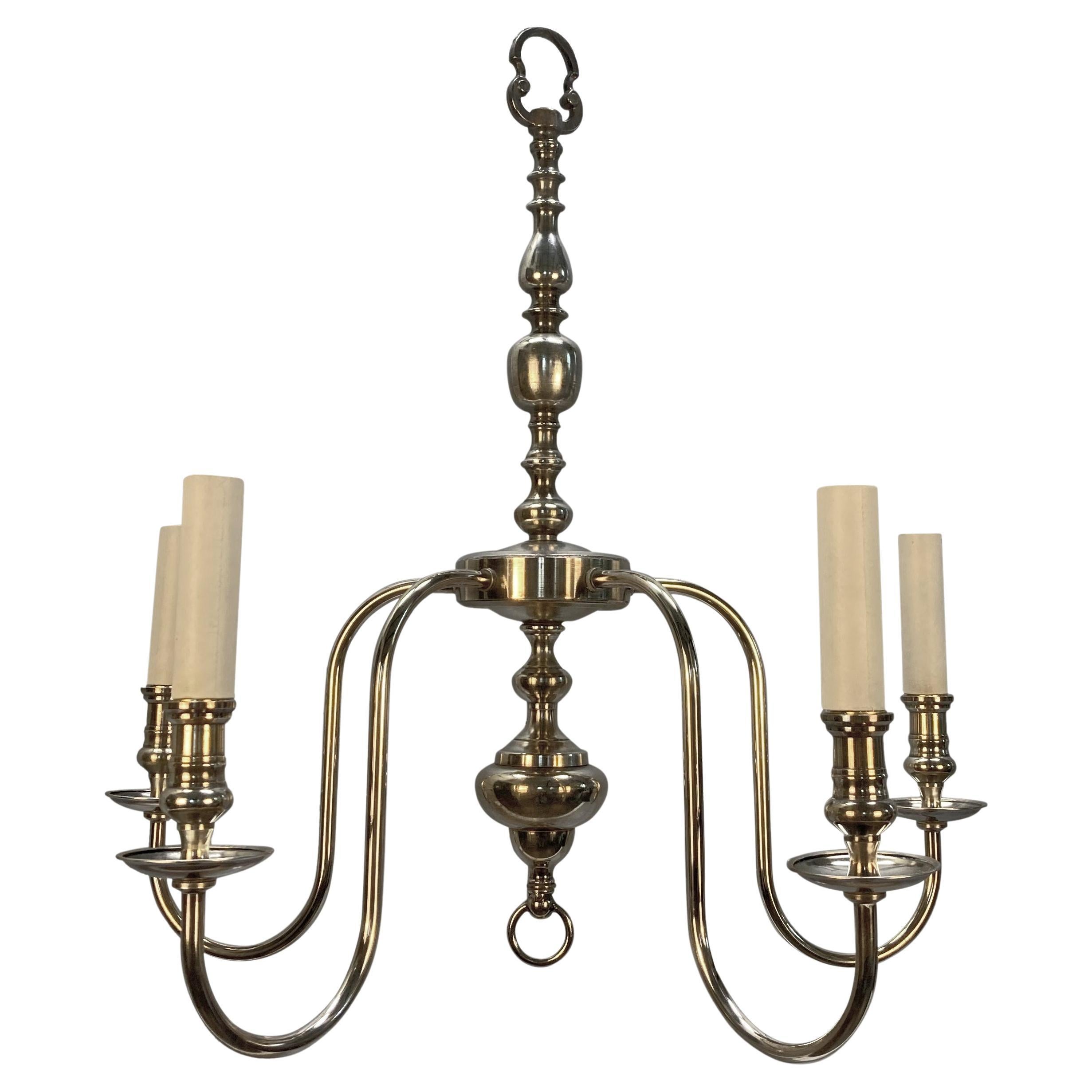 Lampadario inglese edoardiano placcato argento