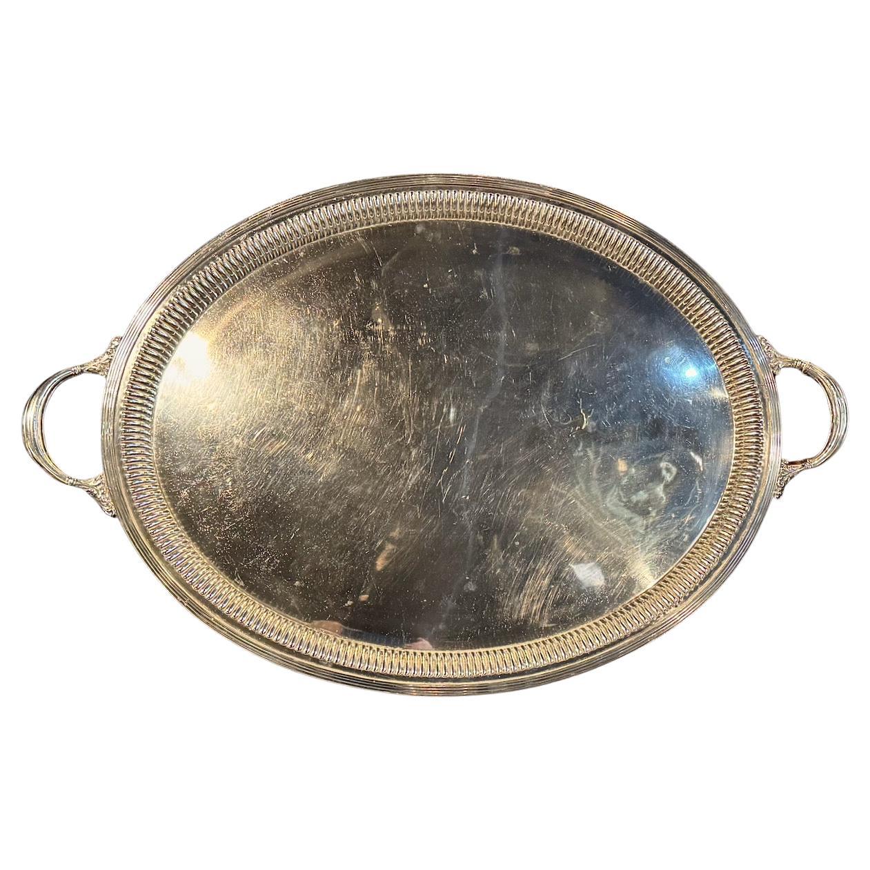 Vassoio da tè inglese edoardiano placcato in argento