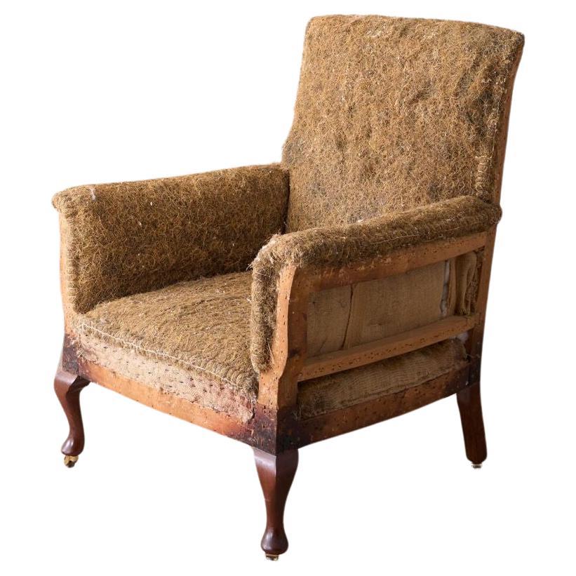 Englischer Edwardianischer Sessel mit quadratischer Rückenlehne im Angebot