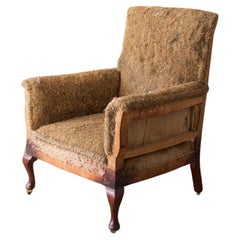 Antique English Edwardian square back armchair