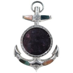 English Edwardian Sterling Silver & Agate Anchor’s Away Picture Frame