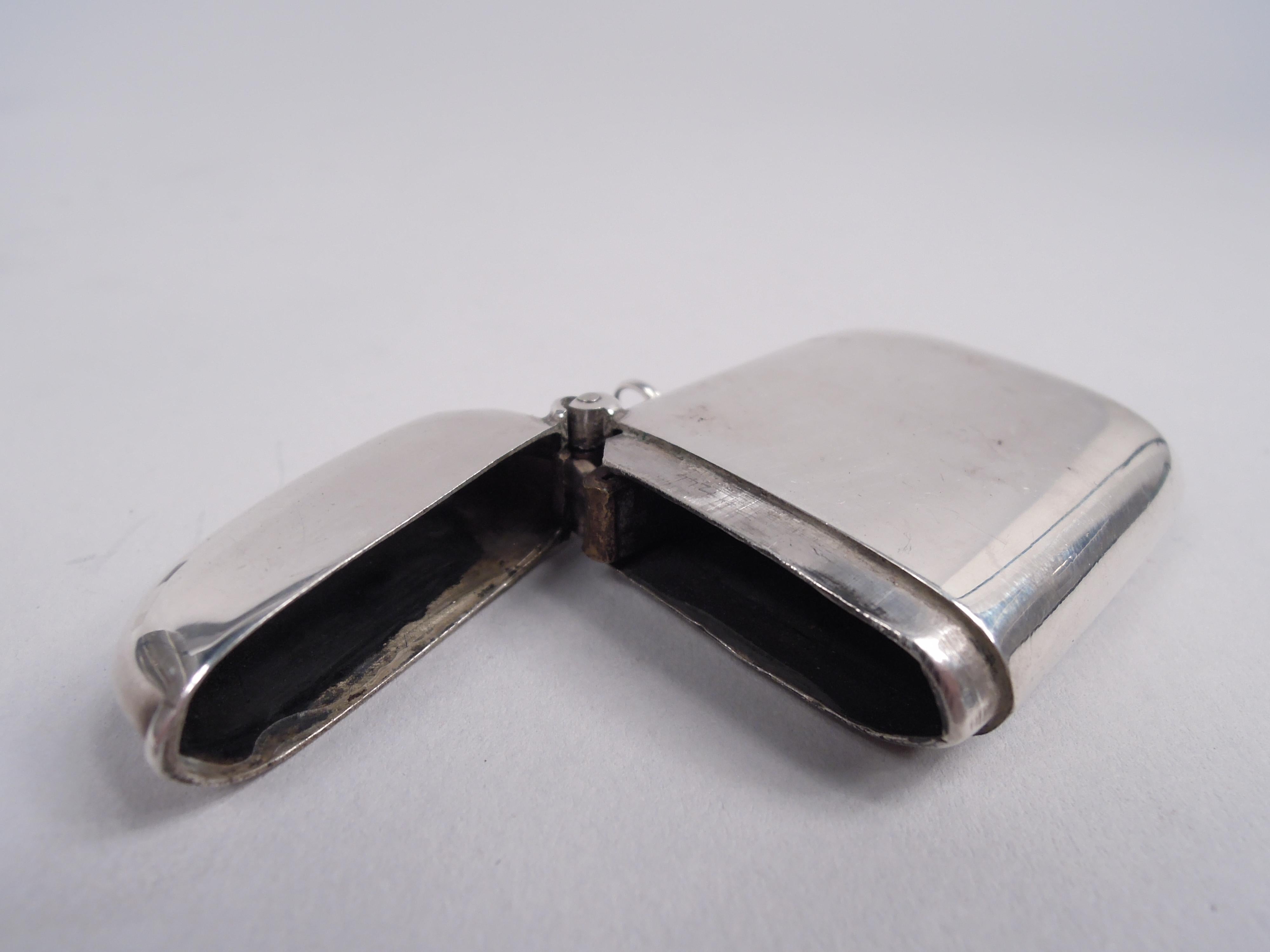 Caja fuerte inglesa eduardiana de plata de ley y esmalte para cerillas de globo de aire, 1914 Eduardiano