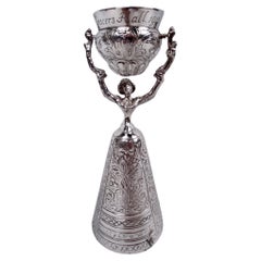 English Edwardian Sterling Silver Wedding Cup with Teutonic Jungfrau