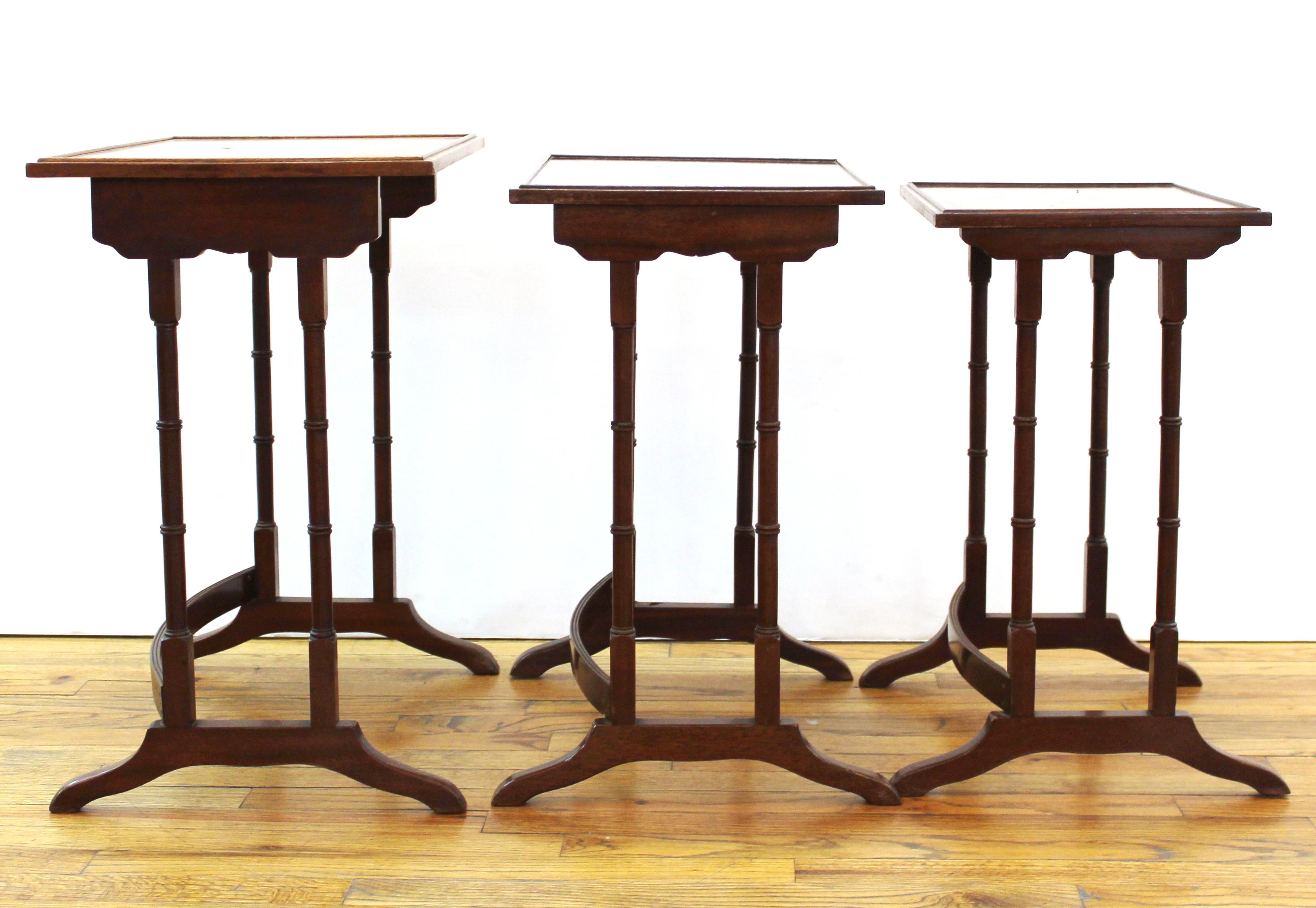 Wood English Edwardian Style Nesting Tables