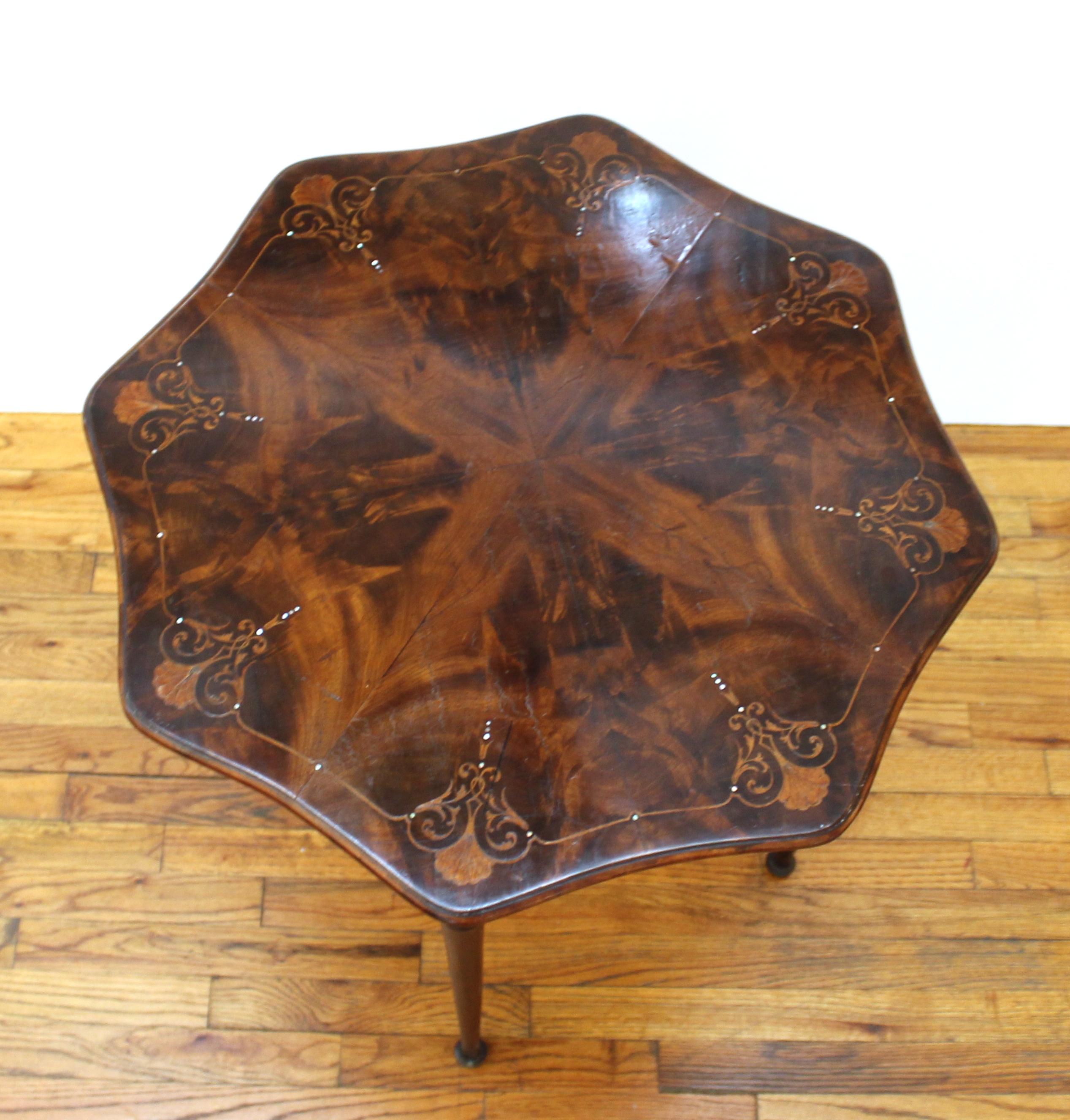 English Edwardian Style Parquetry Side Table 5