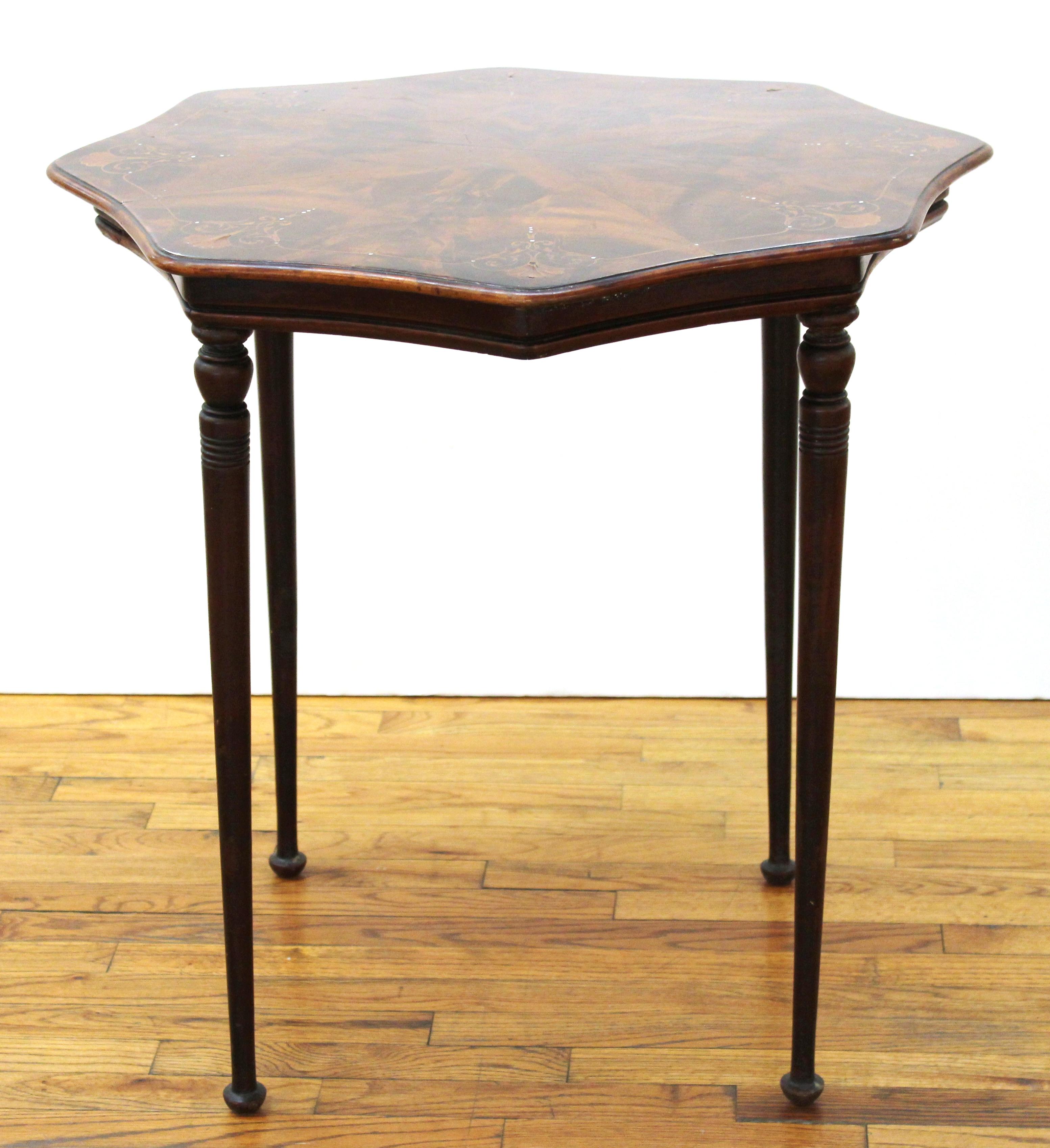 English Edwardian Style Parquetry Side Table 1