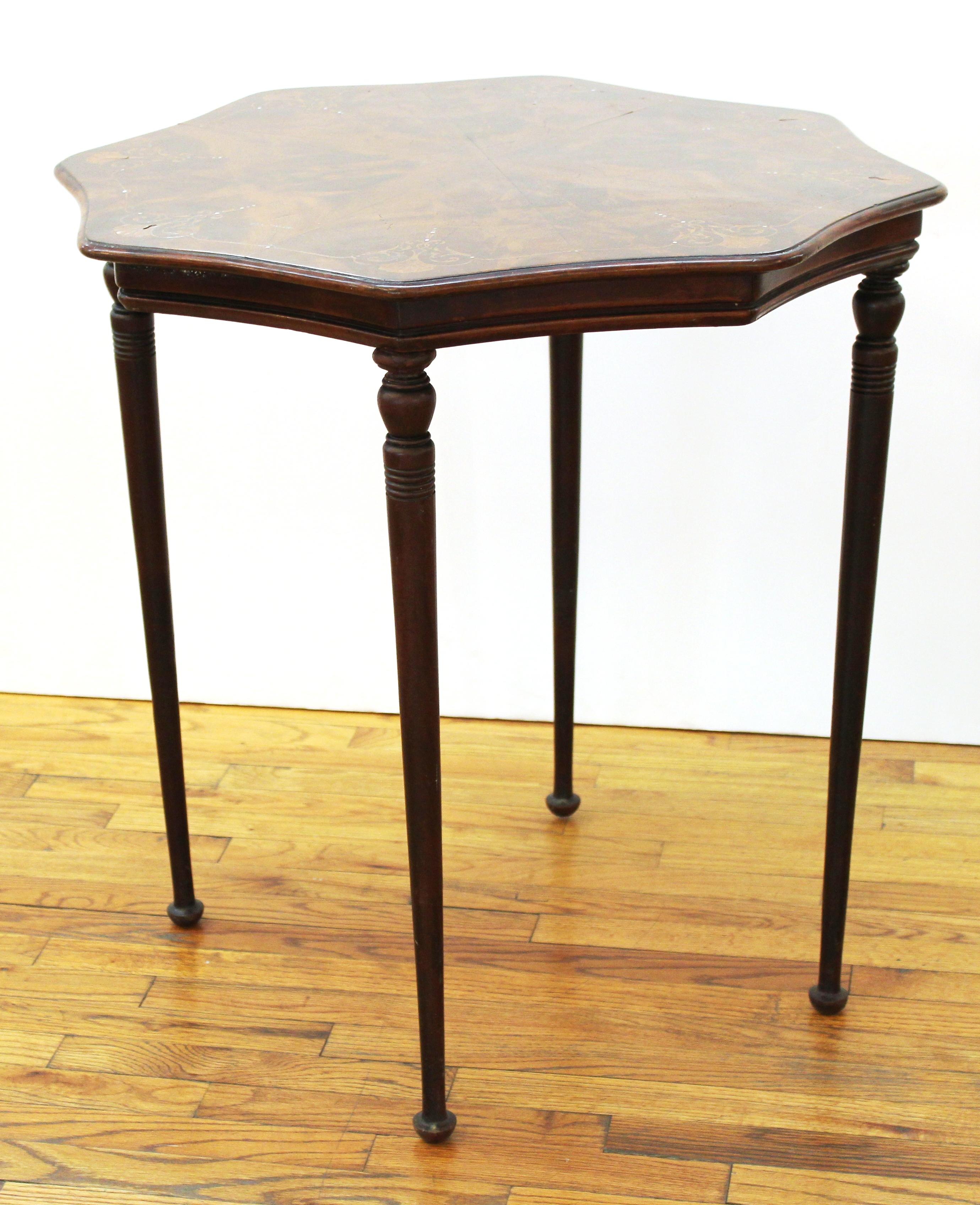 English Edwardian Style Parquetry Side Table 2