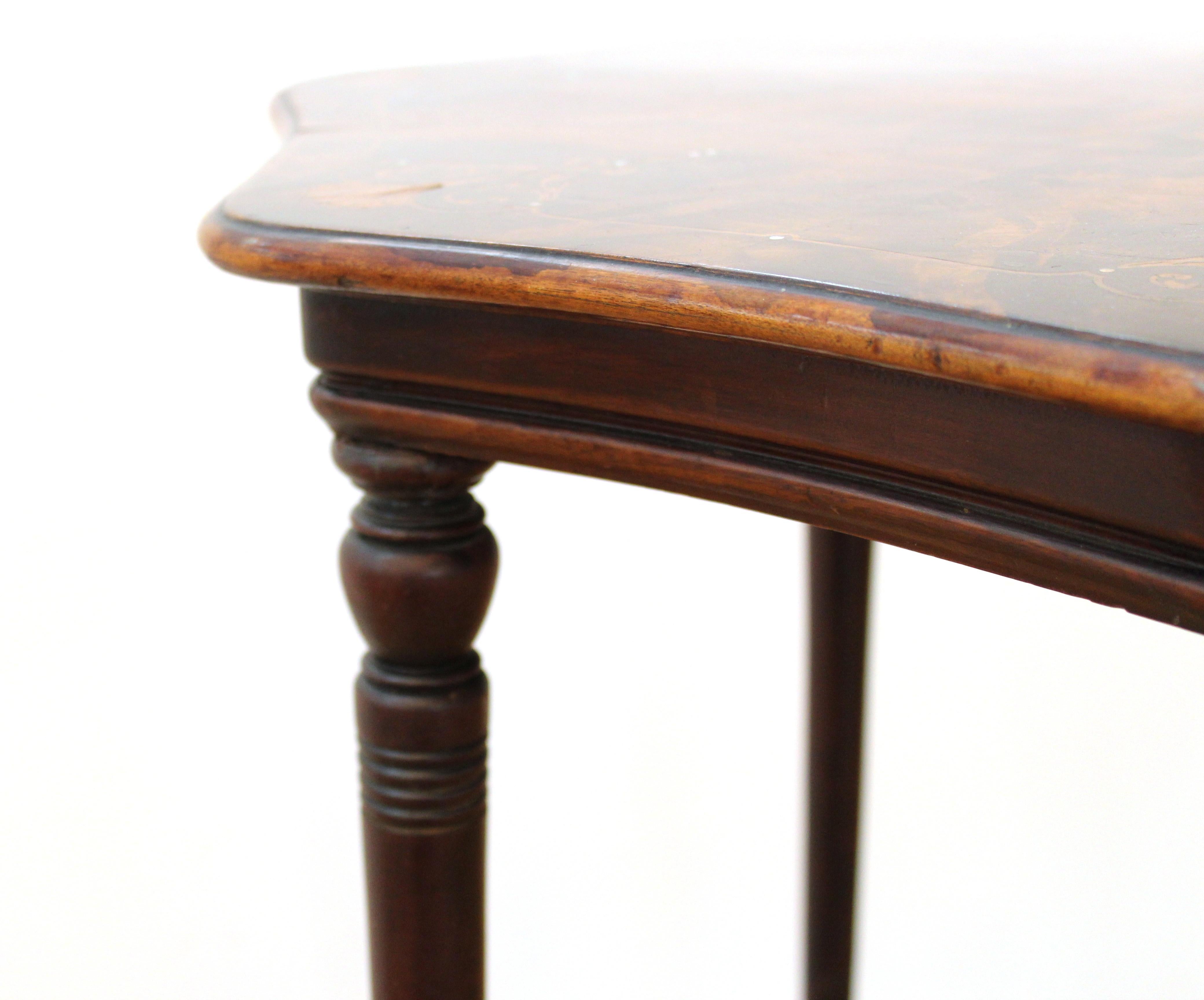 English Edwardian Style Parquetry Side Table 3