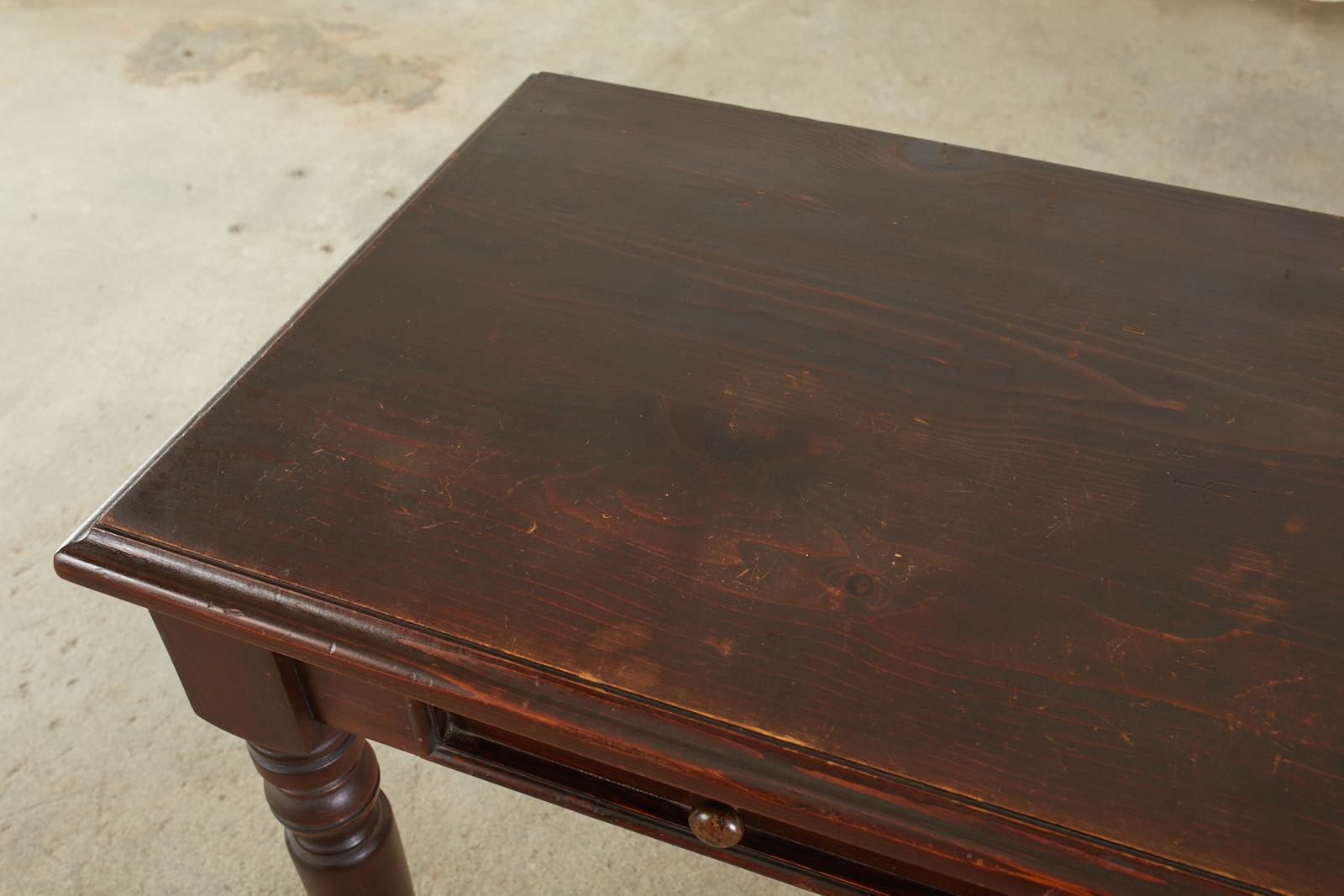 English Edwardian Style Turned Leg Pine Writing Table Desk 3