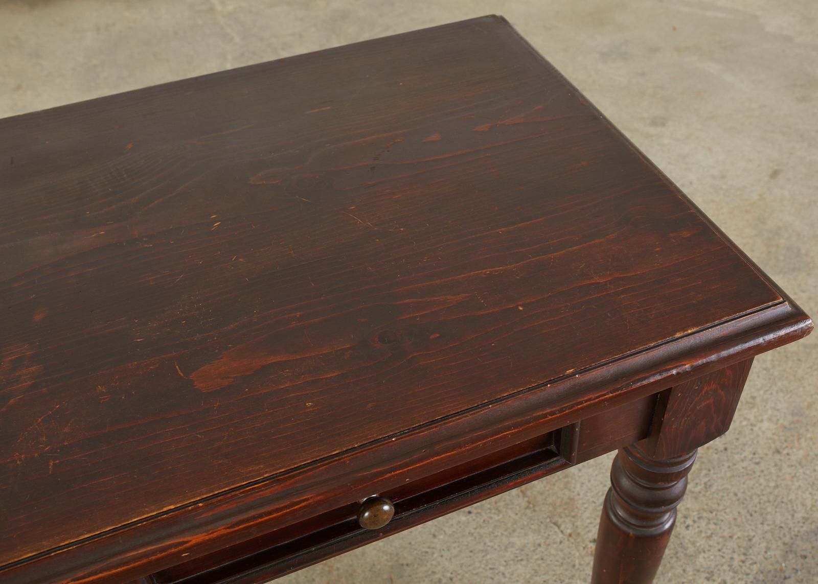 English Edwardian Style Turned Leg Pine Writing Table Desk 4