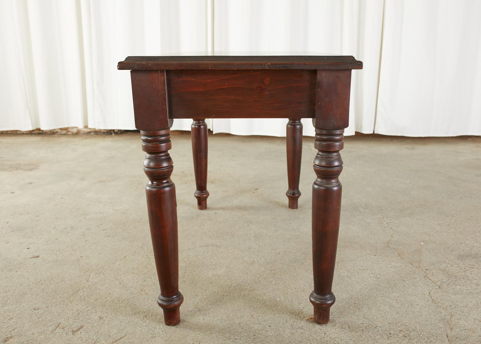 English Edwardian Style Turned Leg Pine Writing Table Desk 6