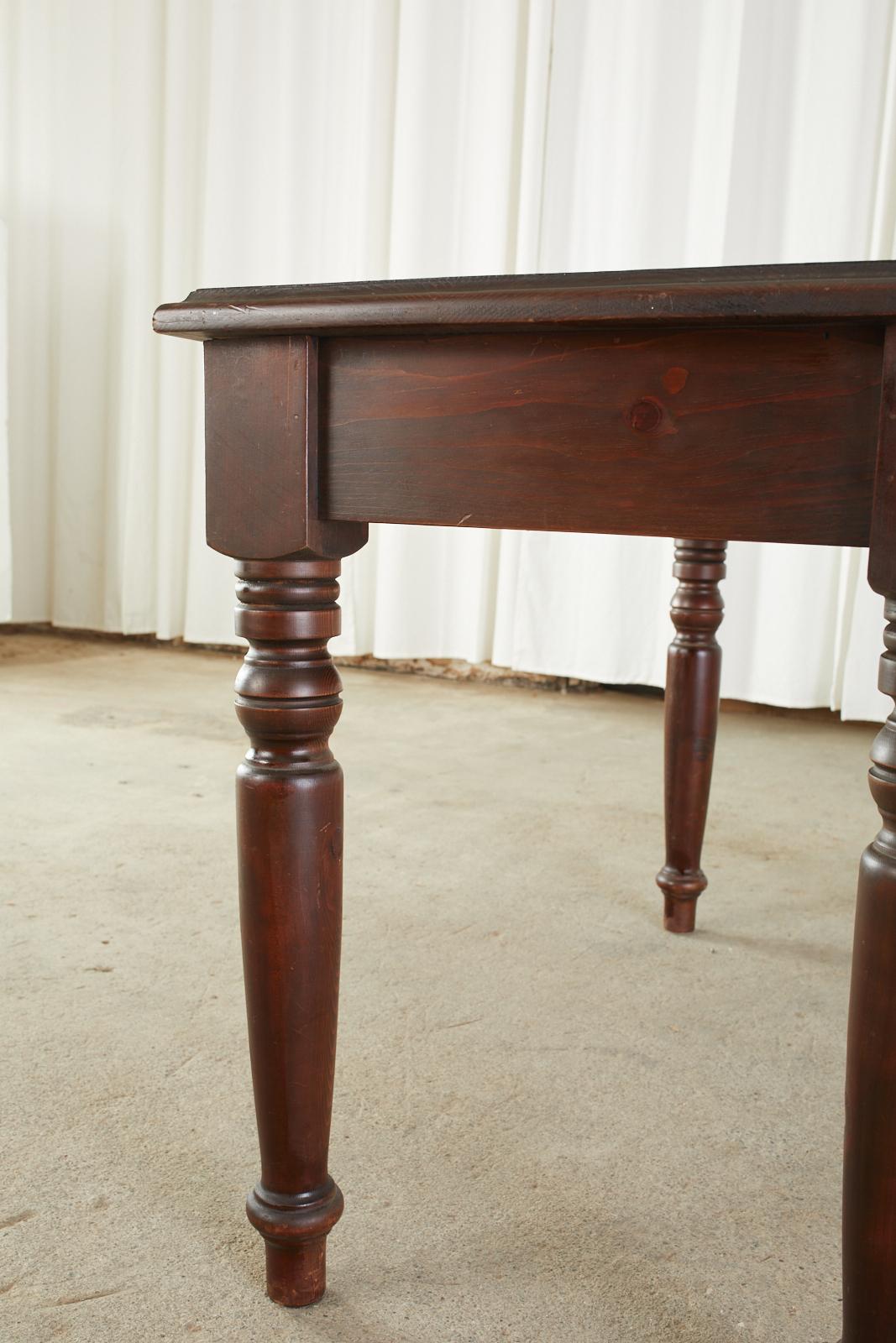 English Edwardian Style Turned Leg Pine Writing Table Desk 8