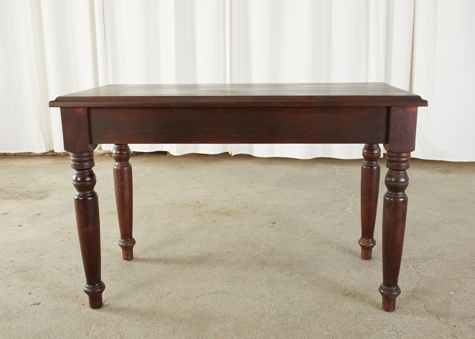 English Edwardian Style Turned Leg Pine Writing Table Desk 9