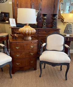 English Edwardian Walnut 3-Drawer Bowfront Bachelors Chest