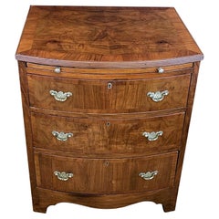 English Edwardian Walnut 3-Drawer Bowfront Bachelors Chest