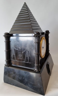 English Egyptian Revival Mantel Clock with Fusee Movement by Moore of London