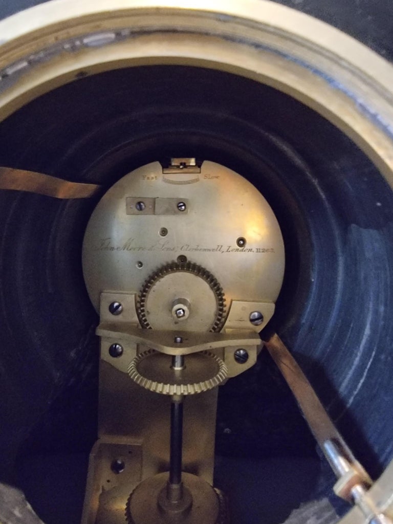 English Egyptian Revival Mantel Clock with Fusee Movement by Moore of