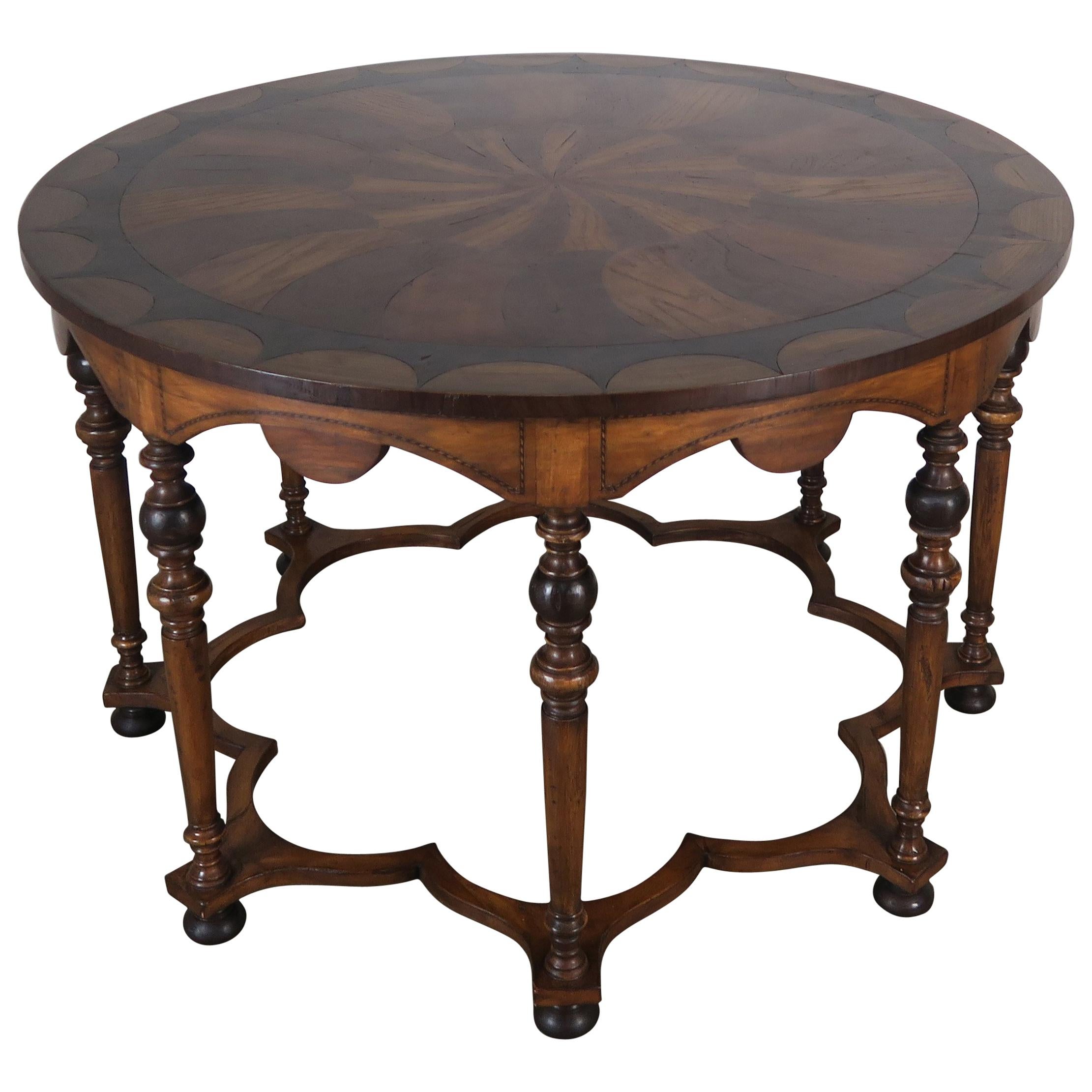 English Eight-Legged Inlaid Table, circa 1940s