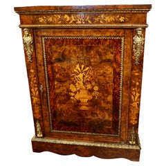 English Elaborately Inlaid Walnut Ormolu Mounted Cabinet with Single Door