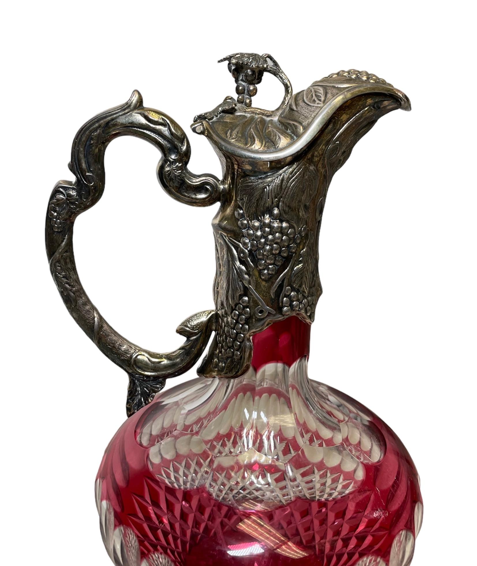 English Electroplated Silver And Cut Crystal Claret, Wine Jug and/or Decanter  For Sale 3