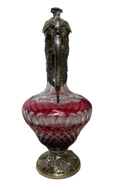 English Electroplated Silver And Cut Crystal Claret, Wine Jug and/or Decanter