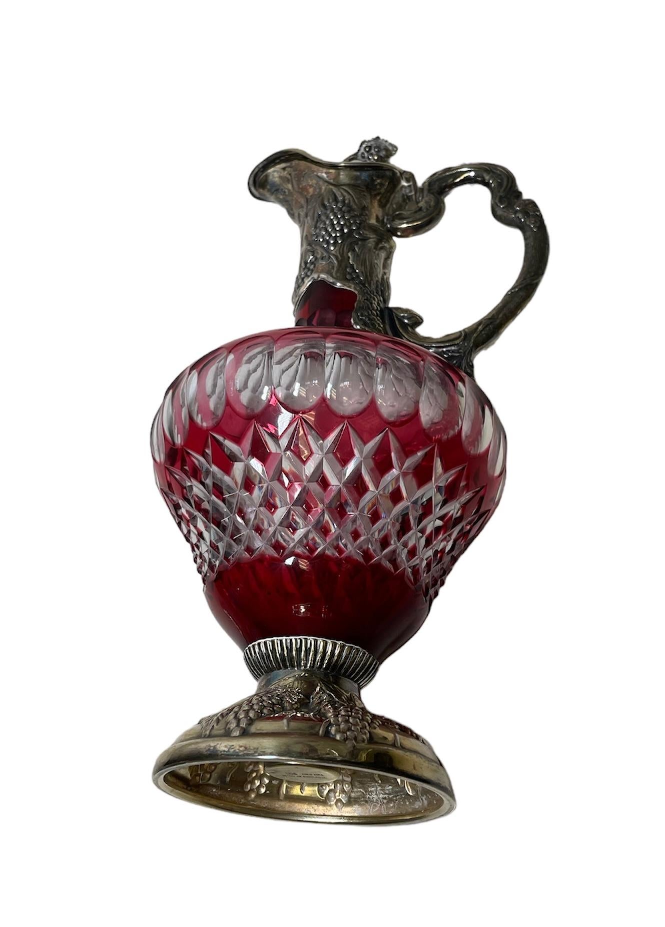 English Electroplated Silver And Cut Crystal Claret, Wine Jug and/or Decanter  For Sale 2