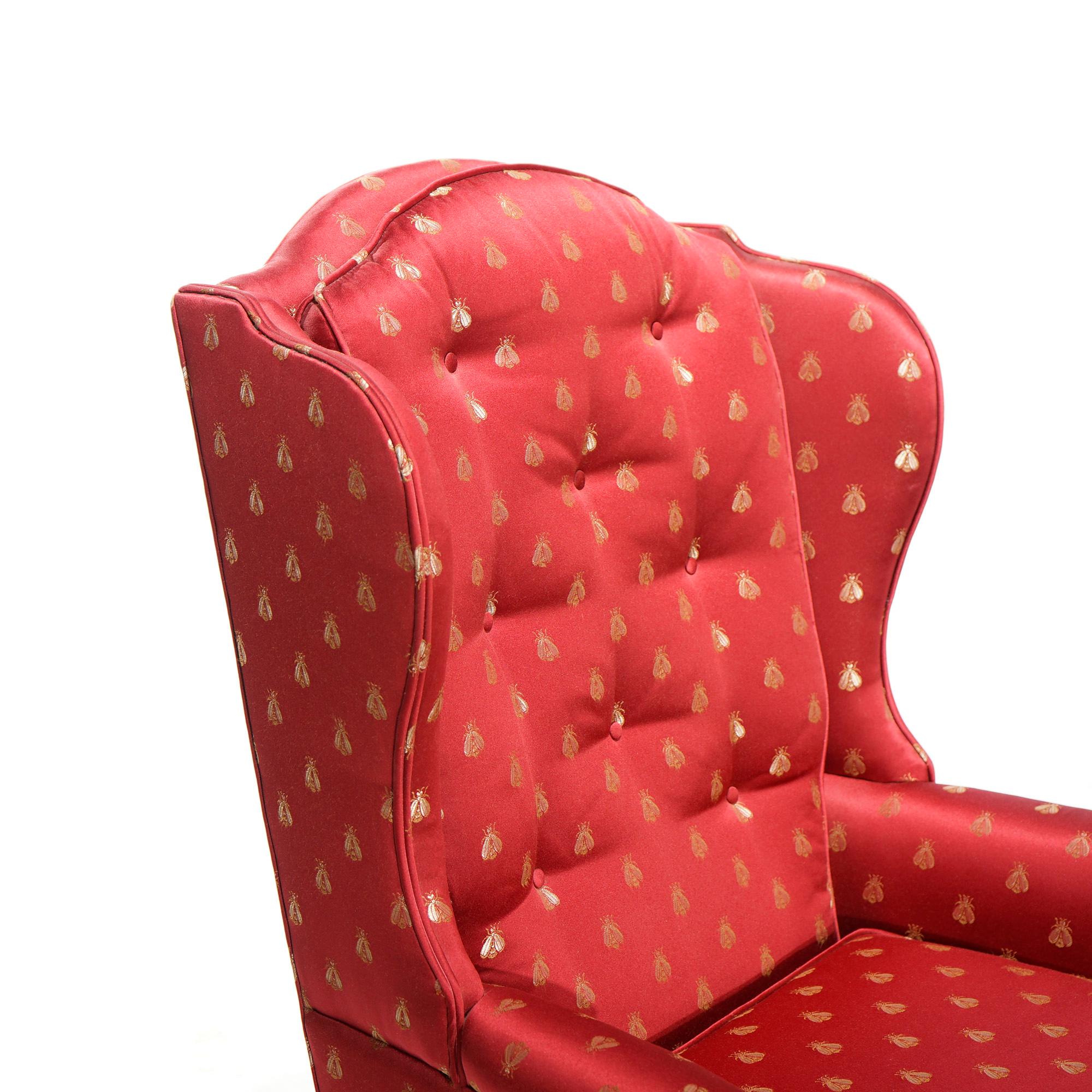 English Elizabethan Style Barley Twist Oak Fire Side Wingback Chair 20th C 7