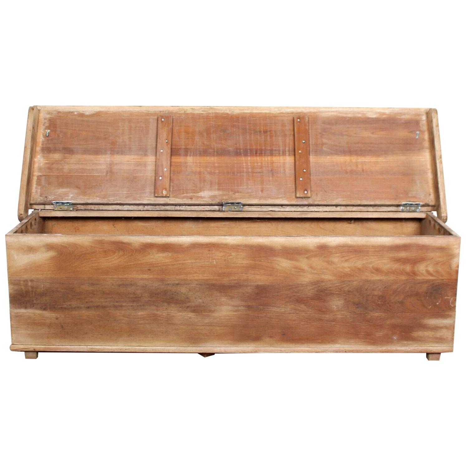 English Elm Blanket Box Long Chest Coffee Trunk For Sale
