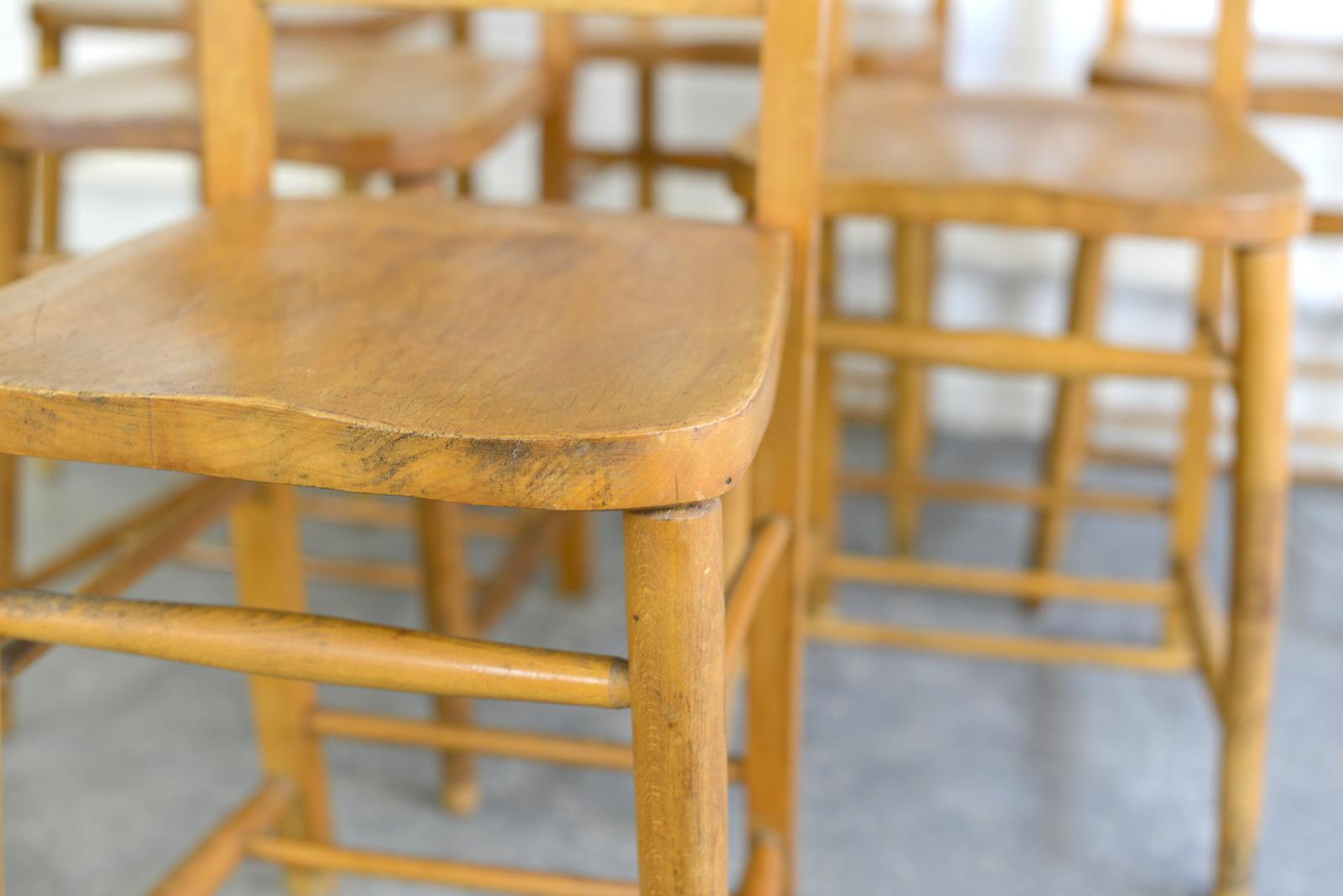 English Elm Chapel Chairs, circa 1950s 6