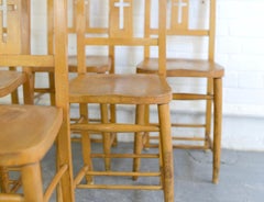 English Elm Chapel Chairs, circa 1950s