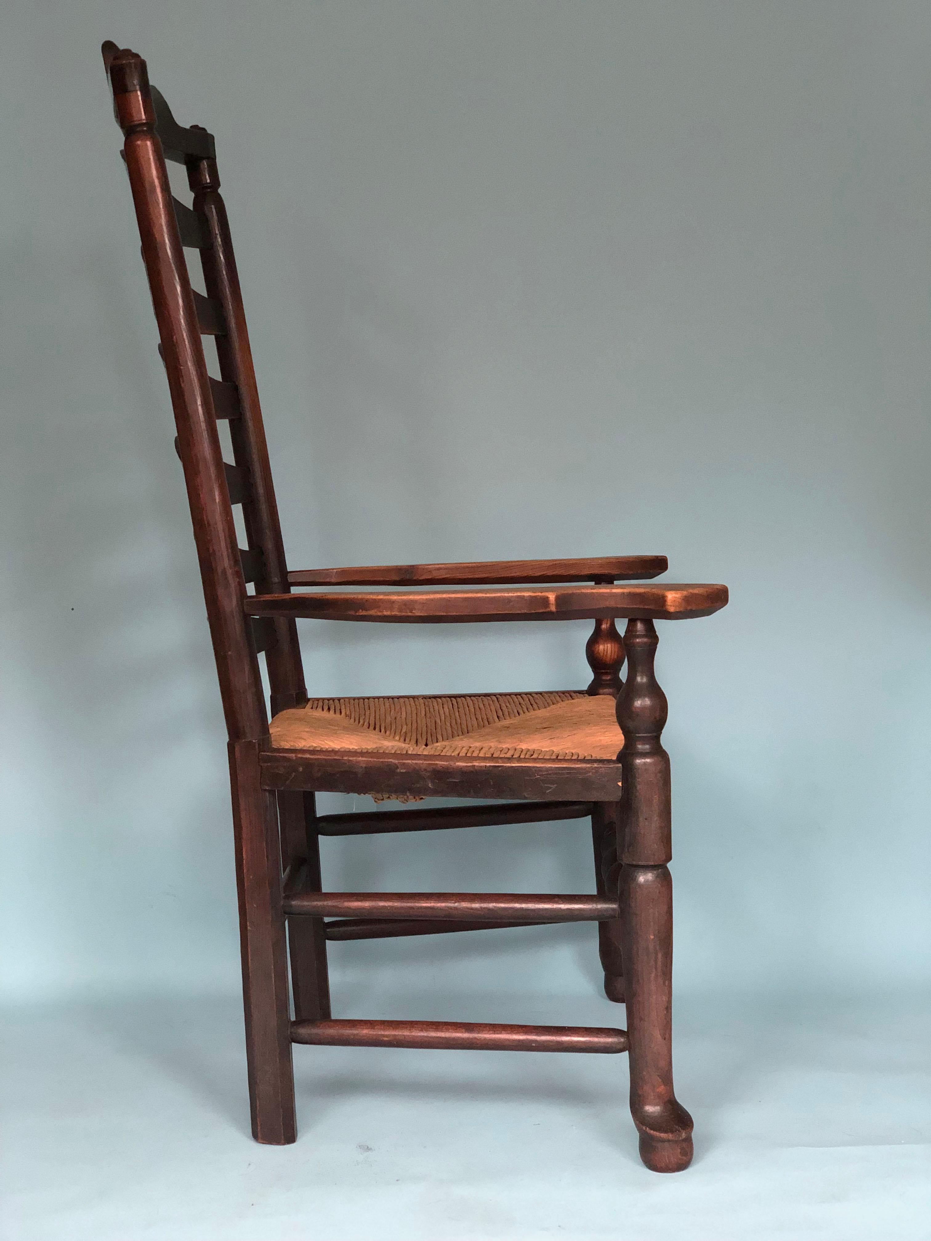 English Elm Ladder Back Armchair Late 19th Century For Sale 3