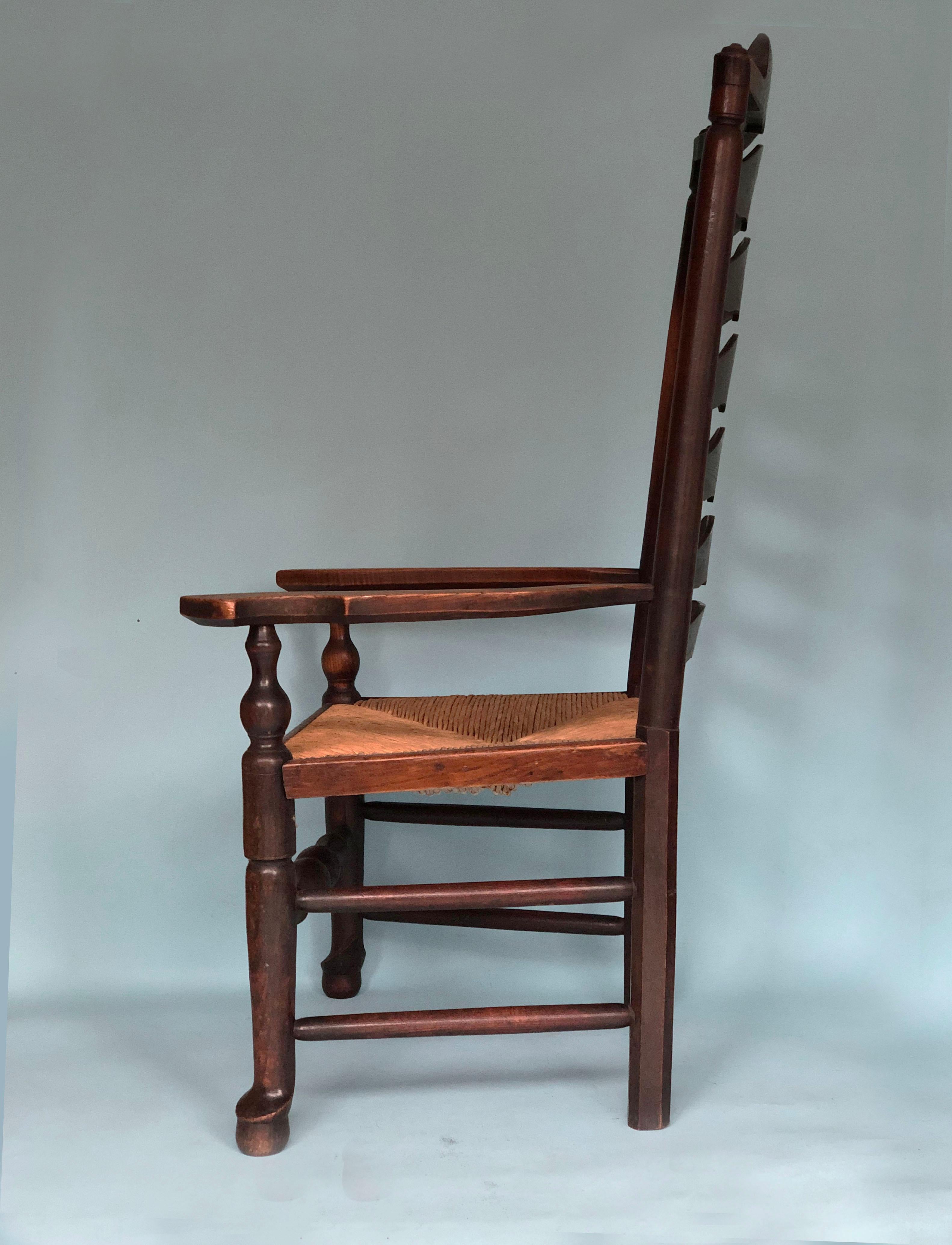English Elm Ladder Back Armchair Late 19th Century In Good Condition For Sale In Bjuråker, SE