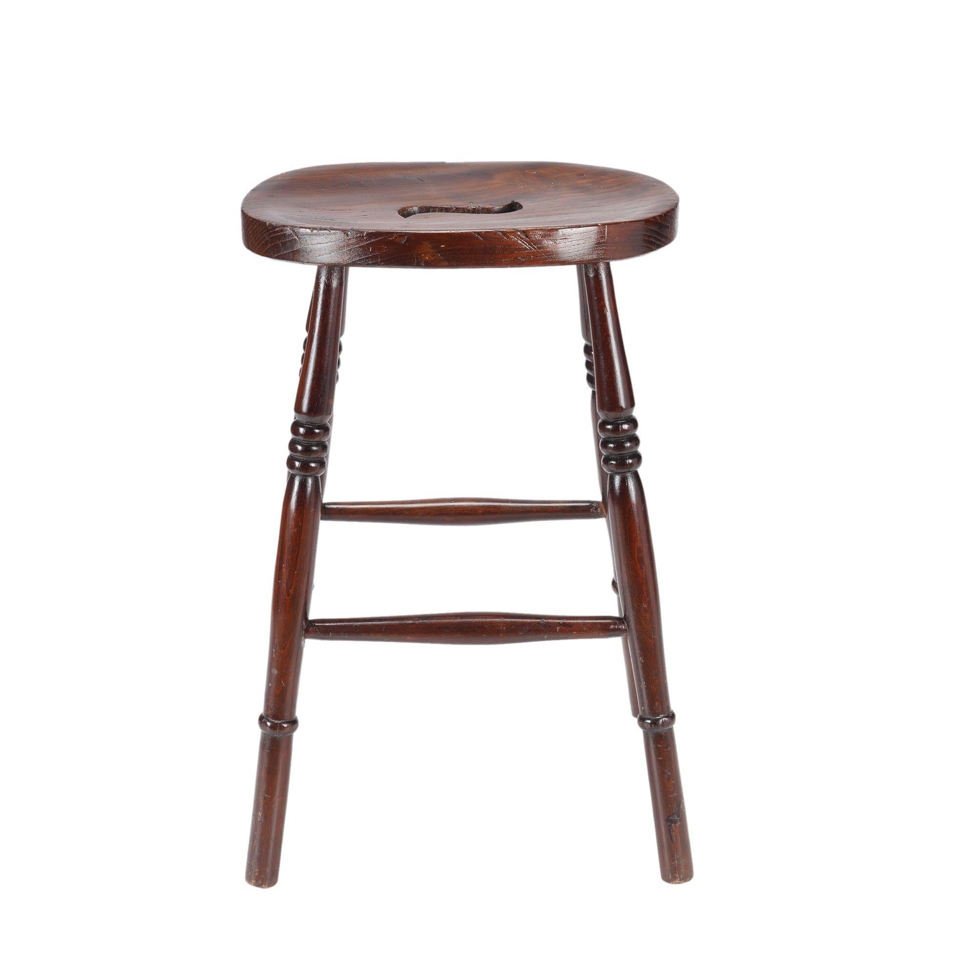 19th Century English elm pub stool, c. 1820-40