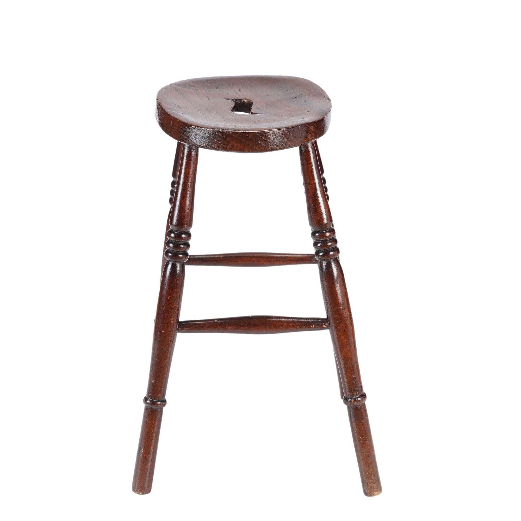 English elm pub stool, c. 1820-40 1