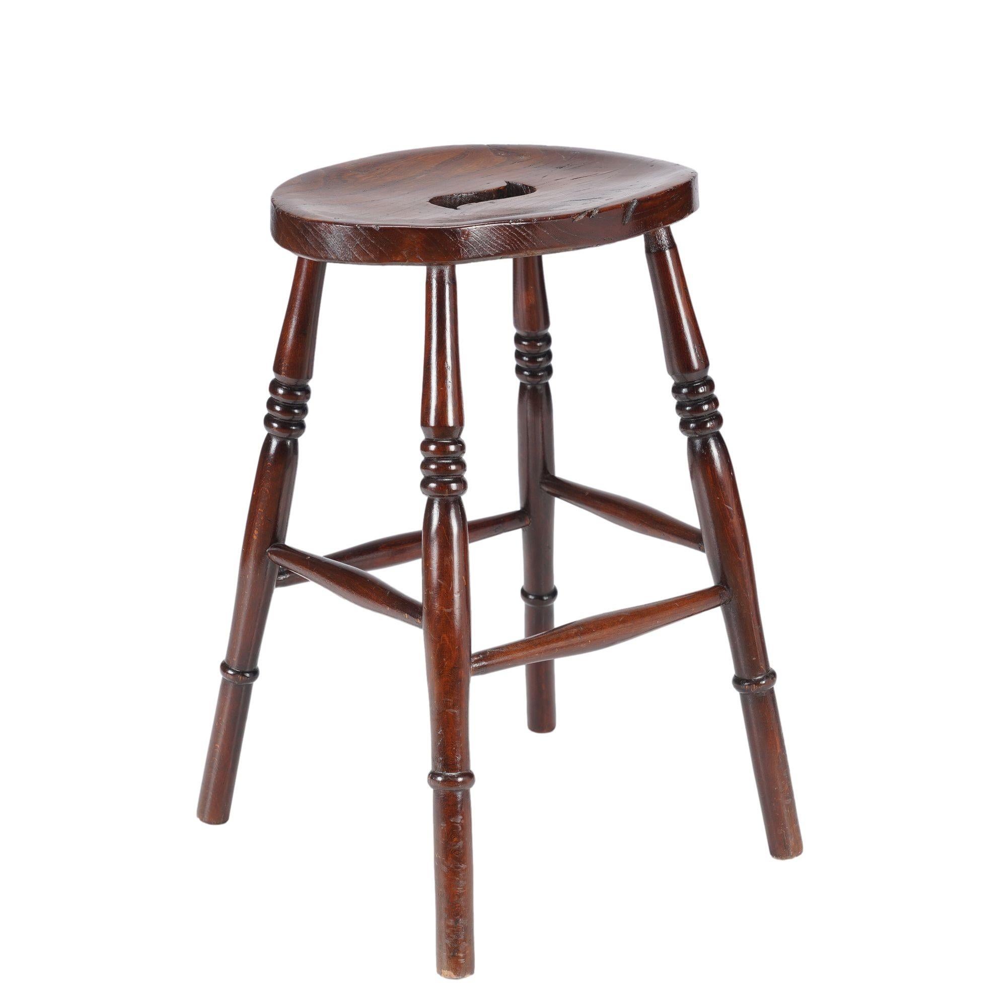 English elm pub stool, c. 1820-40 2